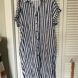 Universal Standard Blue and White Striped Top